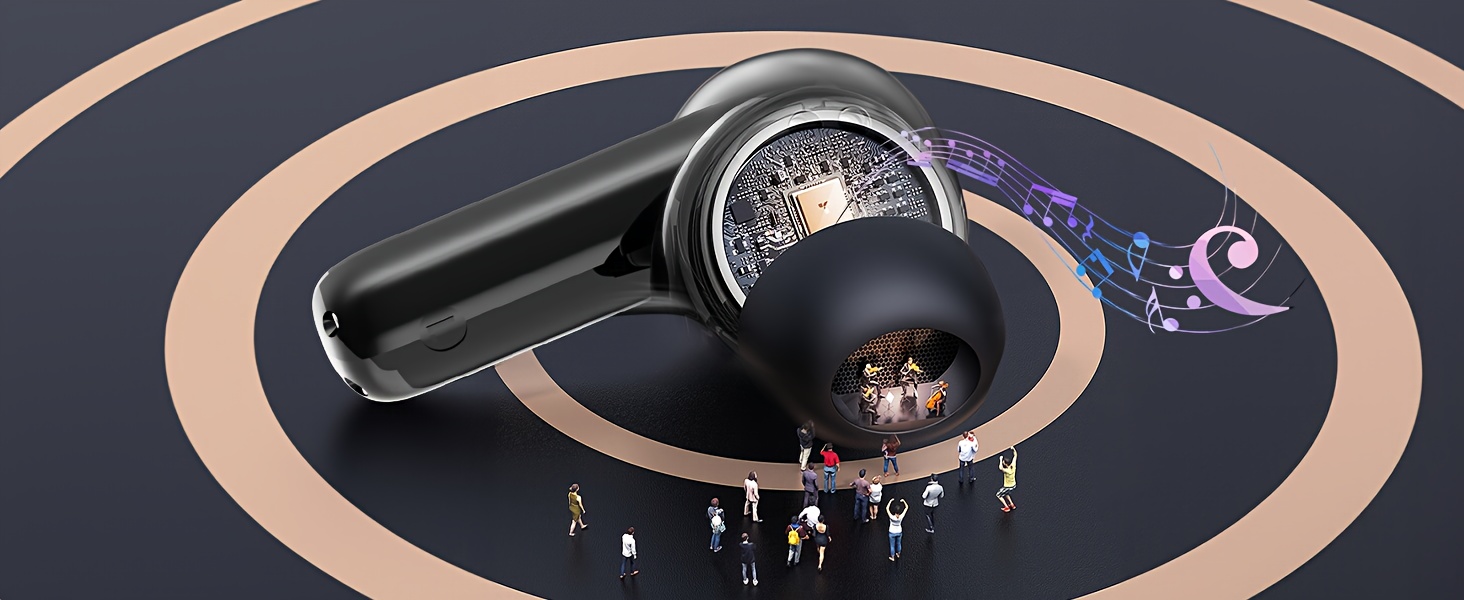 Fones de ouvido sem fio TWS com microfone de redução de ruído integrado e display de energia LED, estojo de carregamento, fones de ouvido estéreo com graves, chamada nítida_voghion.com