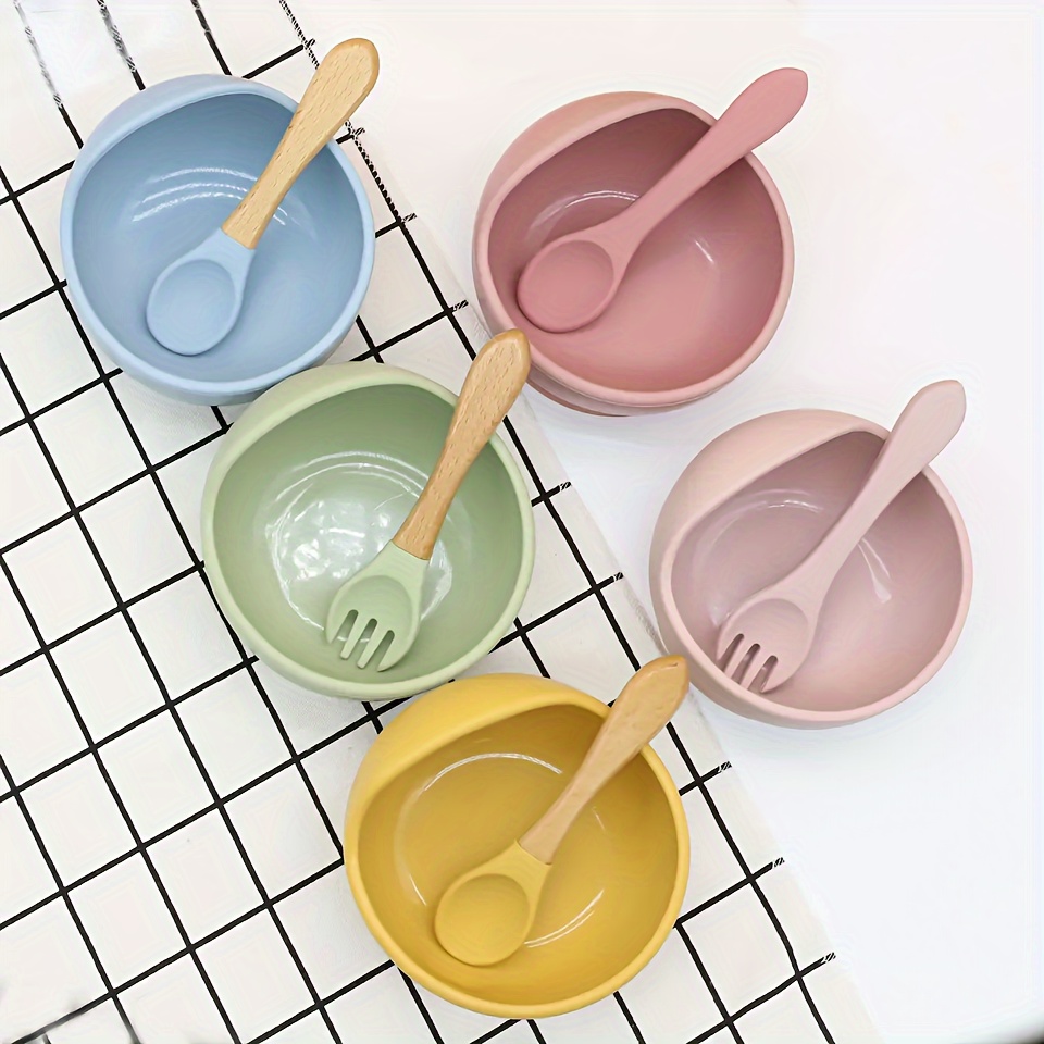 baby bowls with suction 2 piece silicone set with spoon for babies kids toddlers bpa free baby led weaning food plates   self feeding utensils details 9