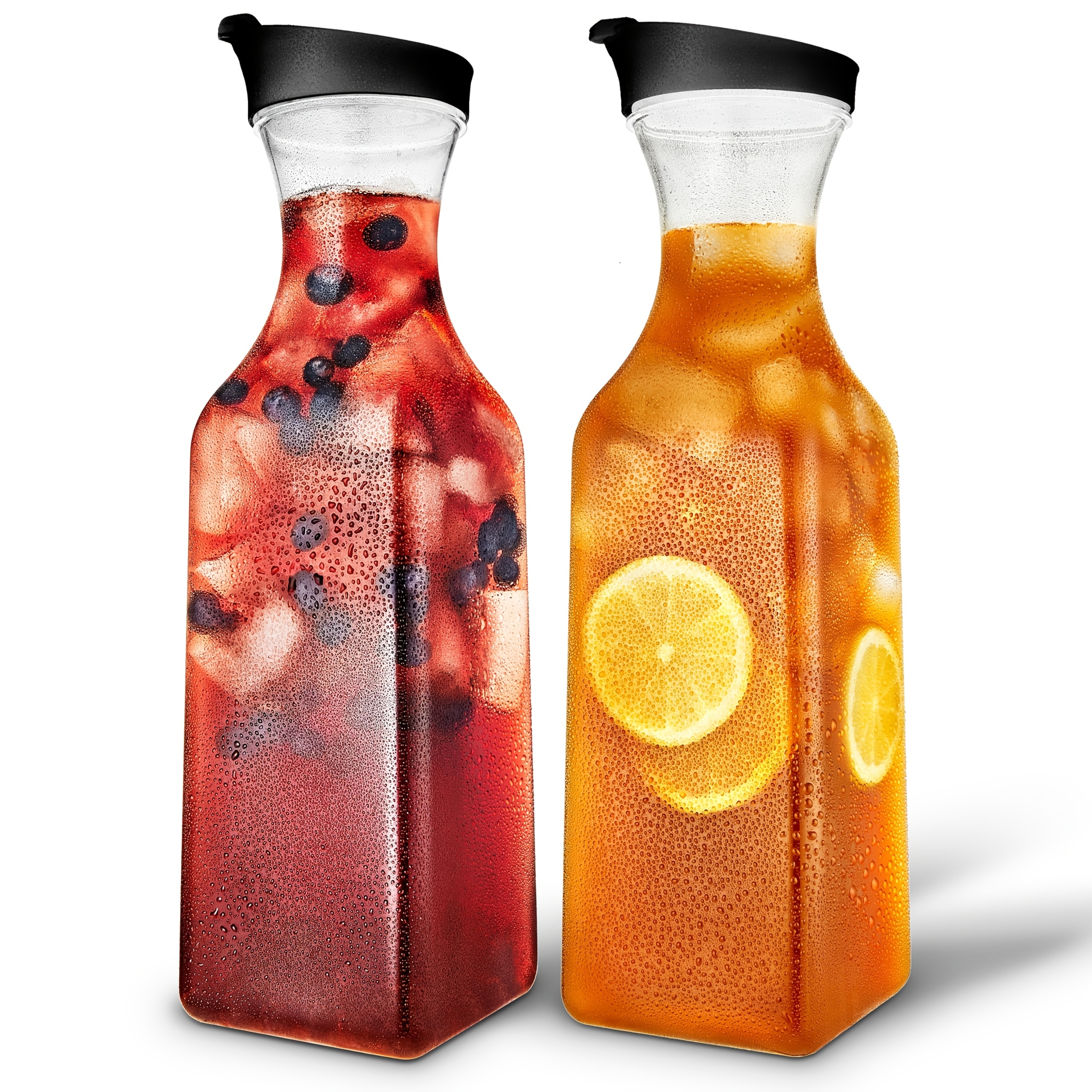 [2pcs Leakproof Plastic Pitcher Set] 2pcs 32oz/1l Plastic Pitcher Set, Leakproof Water Cup For Iced Tea, Juice, Food-grade, Reusable