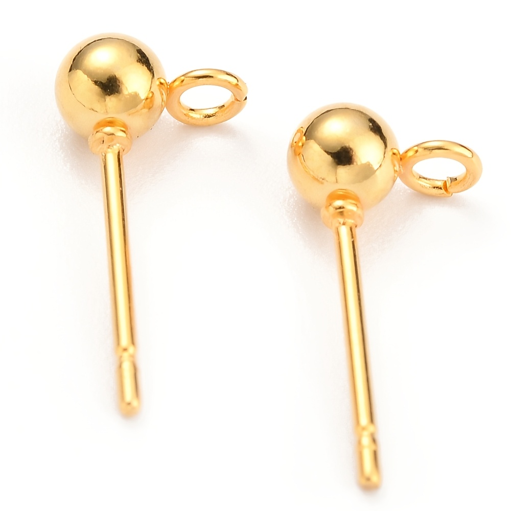 TEMU 100 piezas de componentes para pendientes de con perno de acero inoxidable 304, con , en color dorado, que miden 15X7X4 mm, ideales para hacer