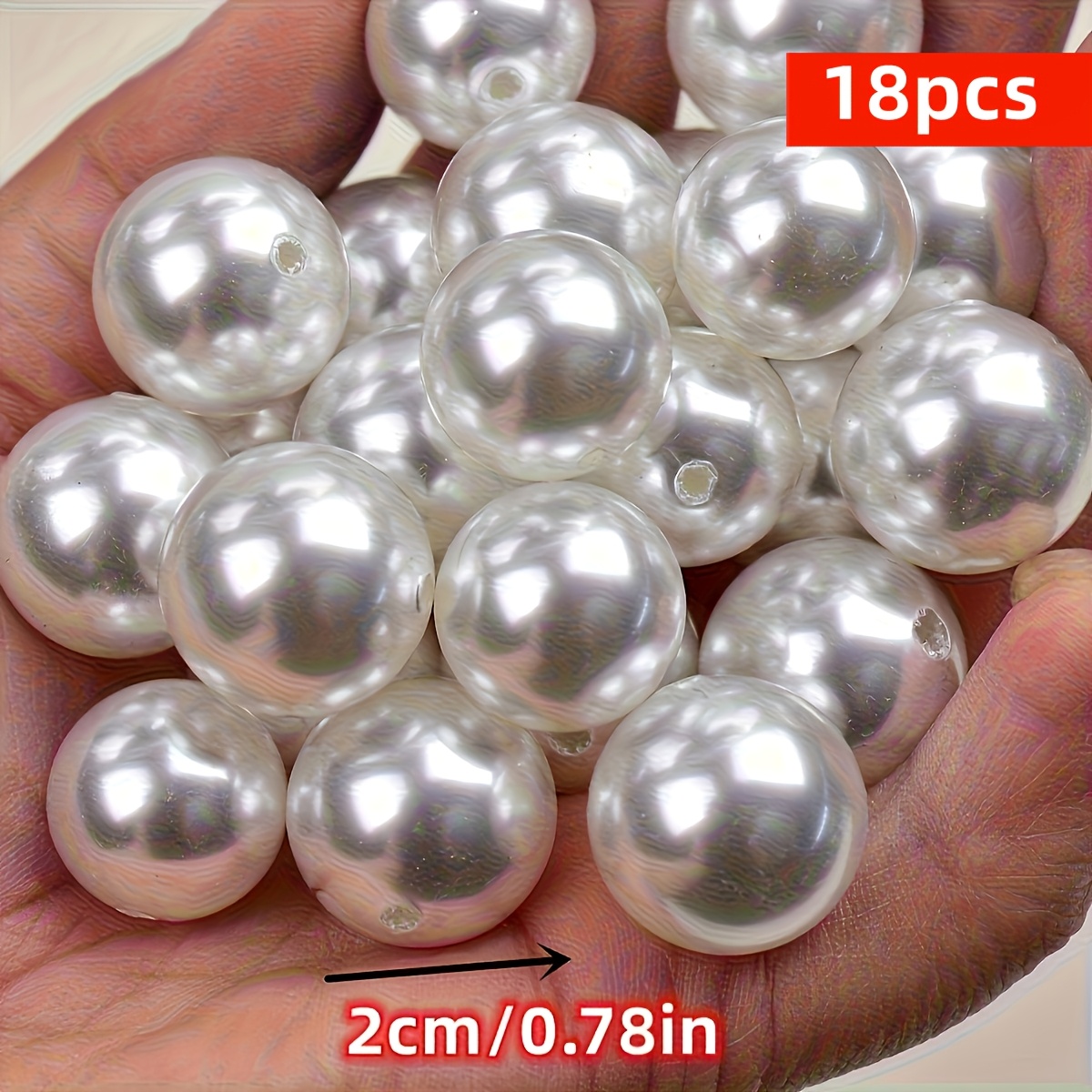 TEMU Cuentas grandes de acrílico de 20 mm, 18 piezas, , con agujero , material para joyería para pulseras, collares y accesorios de bricolaje