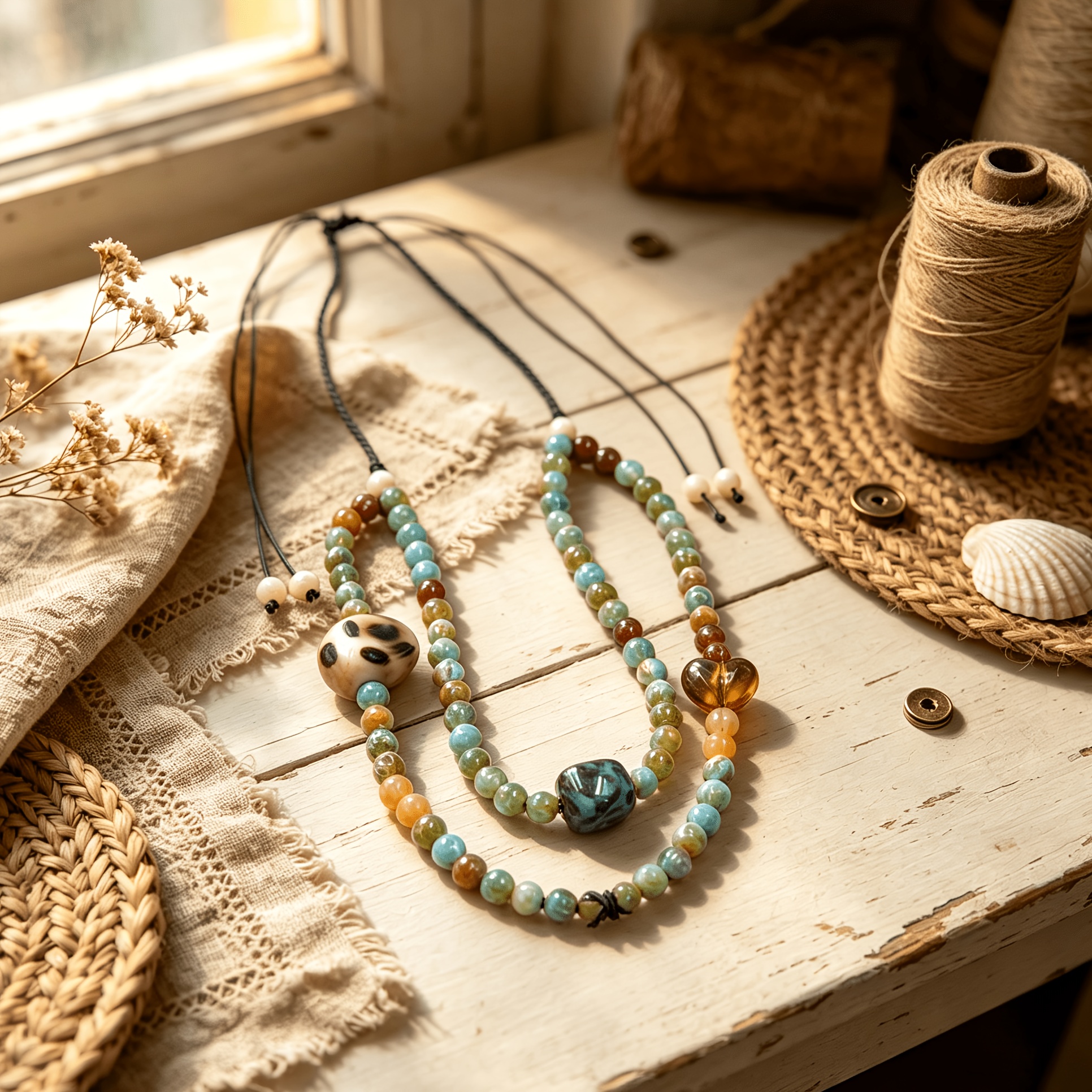 Bohemian Double Layer Faux Stackable Long Necklace