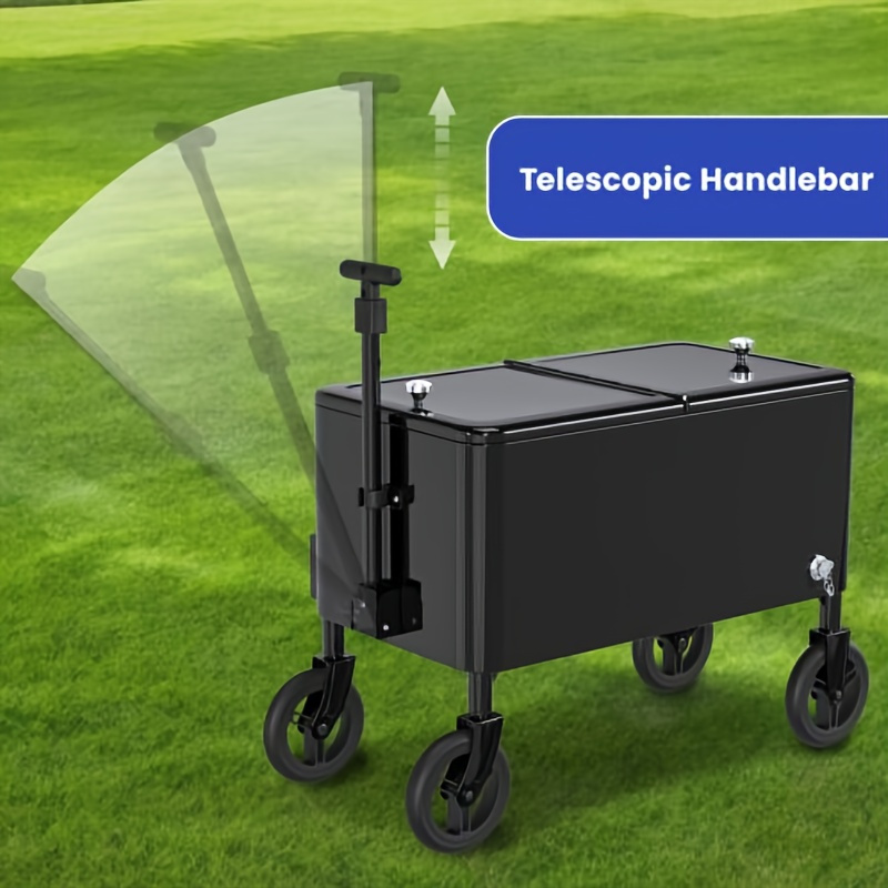 80 Quart Portable Cooler Ice Chest Cozrex Wagon Rolling Cooler Cart with Adjustable Handle, 360° Swivel Wheels & Bottle Opener