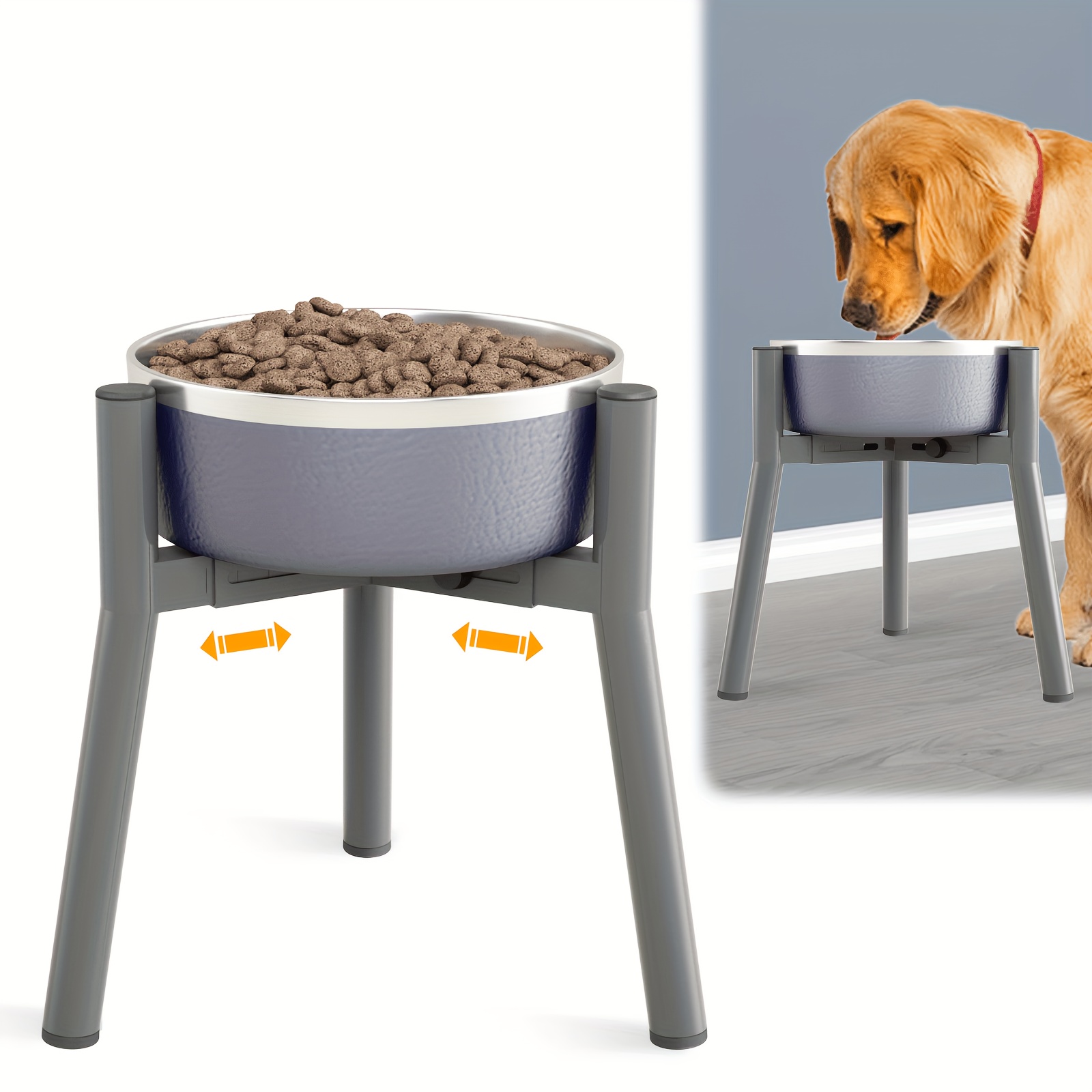 

Adjustable Width Dog Bowl Stand For Large Dogs, 28cm Tall Elevated Dog Bowls, Dog Food Feeder, Metal Single Raised Dog Bowl Holder(bowl Not Included)