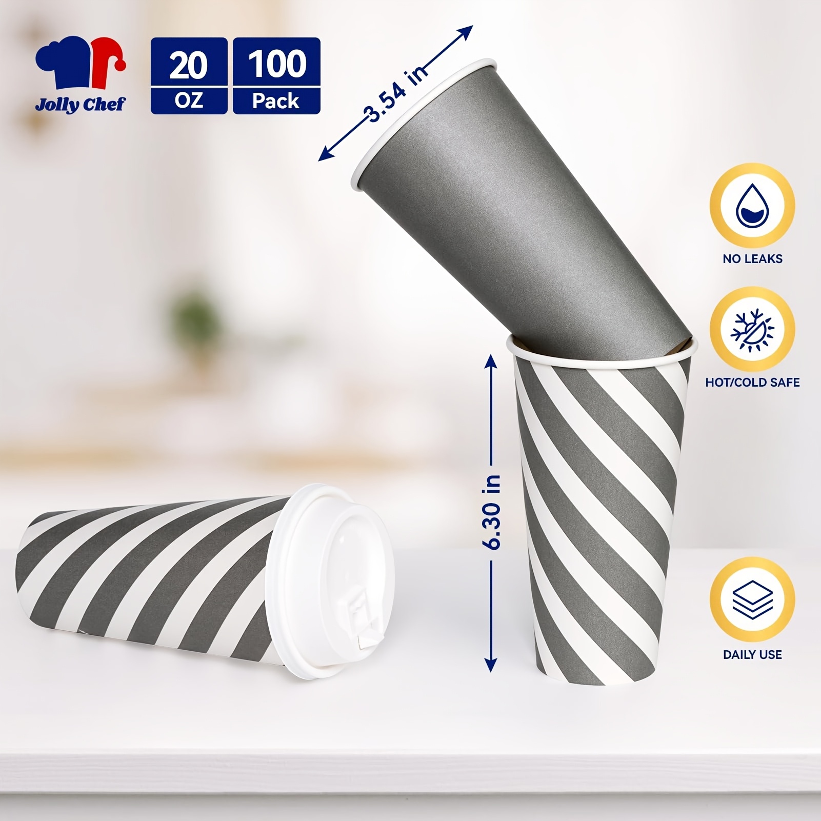 100 pack 20oz disposable coffee cups lids heavy duty paper - Temu