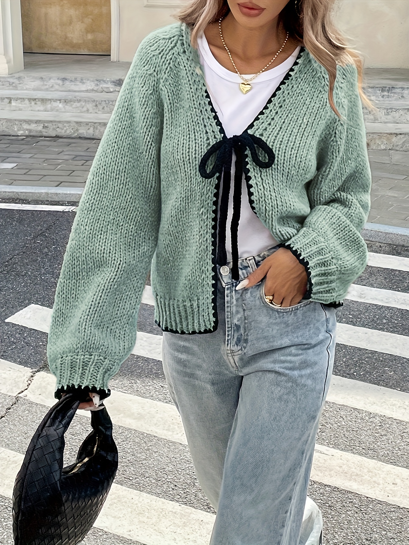 womens elegant color block front tie belt long sleeve Temu