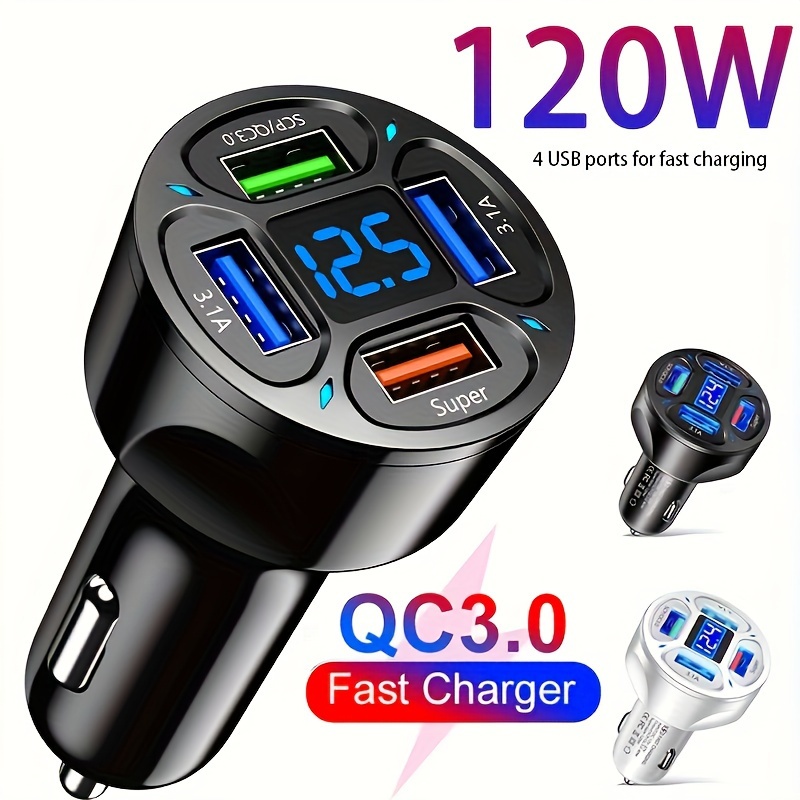 4-in-1 120W 7AQC3.0 4 USB Digital Display Car Phone Adapter only $3.97: eDeal Info