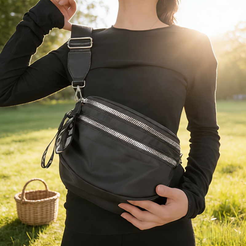 Image of Fashionable Vintage Women's Multi- Crossbody Bag | Lightweight, Large Capacity, Unisex, Nylon With Velvet Lining