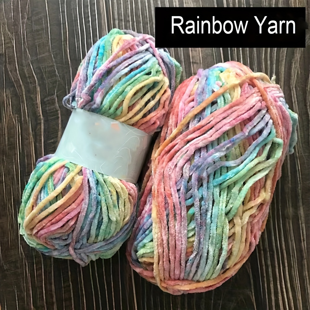 

2-piece Rainbow Chenille Yarn, 100g Each - Soft Polyester Blend For Diy Crochet & Knitting Projects, Ideal For Hats, Scarves, Sweaters Yarn Crochet Knitting Accessories And Supplies