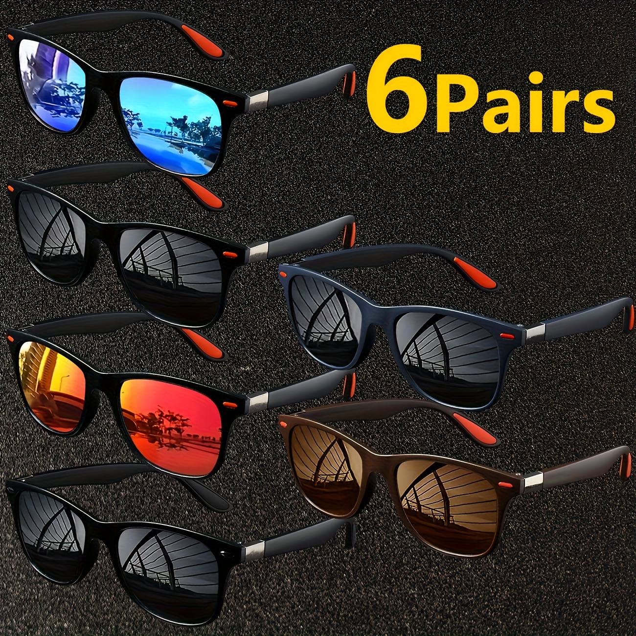 6pcs set of   glasses for men   comfortable and durable pc frames suitable for daily casual wear