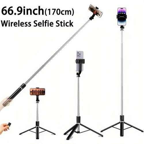 68 inch retractable selfie stick professional floor tripod for live streaming with wireless rotation stable anti shake design ideal for travel outdoor live streaming compatible with iphone smartphones