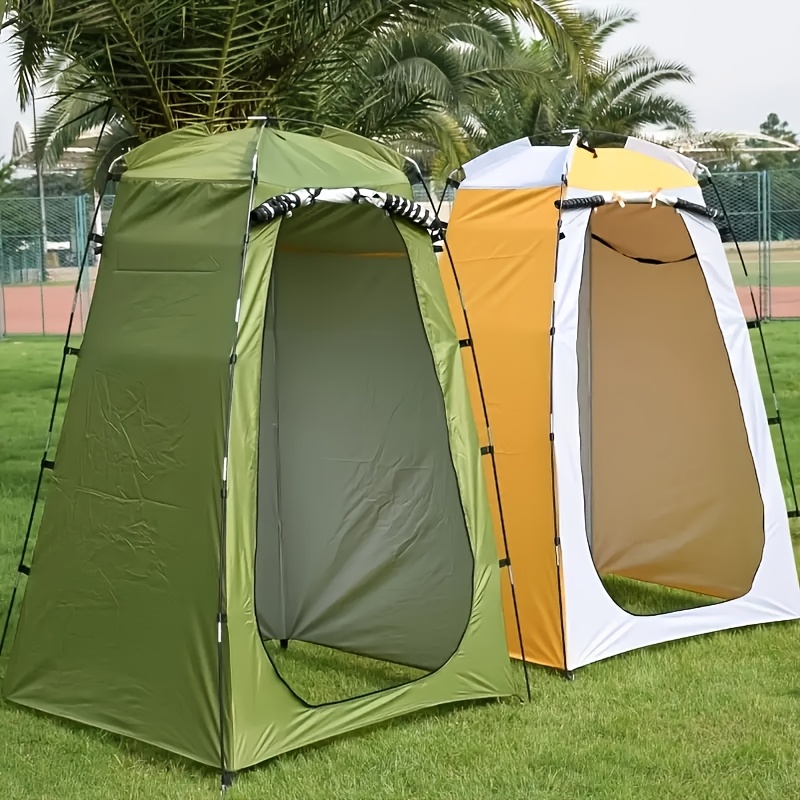 portable outdoor shower tent for beach and camping green yellow foldable multi purpose with changing room bird watching     use 1 person capacity zipper closure cozy fabric shelter beach tent 0