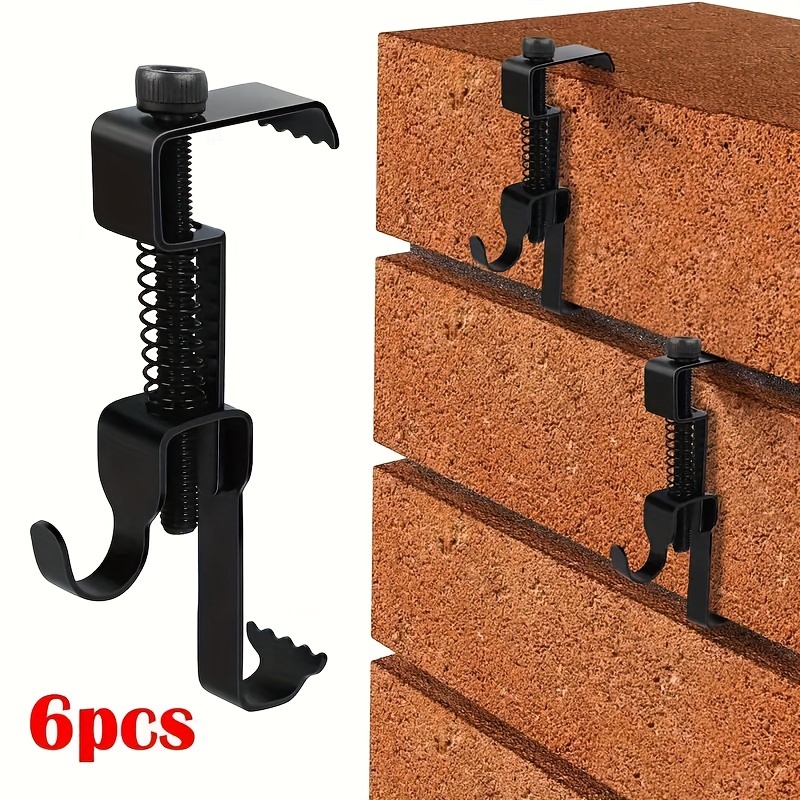 

6pcs Easy-install Metal Brick Hooks - Durable Wall Clips For Hanging Alarm Clocks & Hats, Traditional Style