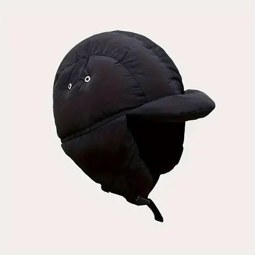 1개 여성 패션 단색 다운 파일럿 캡, 겨울 휴일 비행 모자, 가볍고 따뜻하며, 겨울 야외 활동 및 새해 축하에 적합, 100% 폴리에스터, 통기성, 탄성, 스냅 잠금, 짜임細工