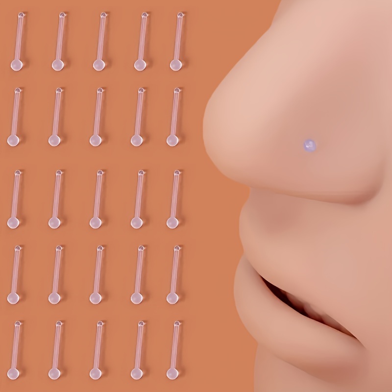 acrylic nose studs set twist round details no Temu