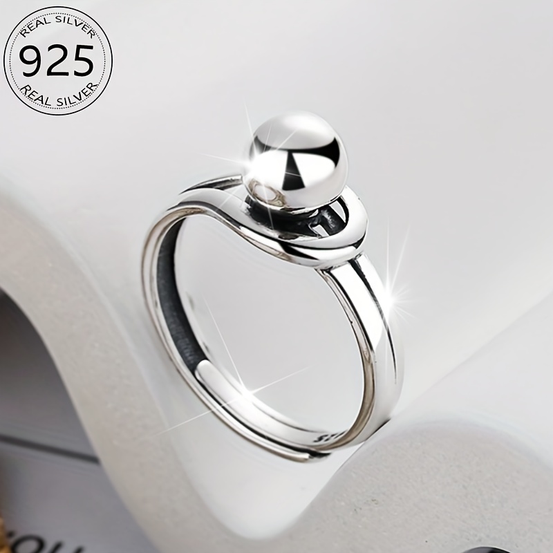 Geometric Round Ball Open Ring in 925 Sterling Silver