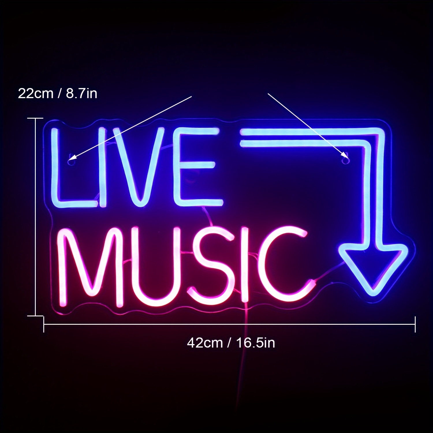 TEMU Music Live Neon Sign Wall Hanging Music Led Neon Sign Color Letter Neon Light Usb Powered Luminous Music Sign Bar Music Studio Bedroom Club Neon