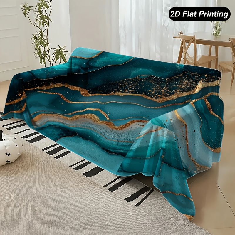 TEMU 1pc Sofa Throw, Turquoise Color Flowing Art Pattern, Suitable For Living Room Sofa, Bedroom Or Office Decor, Festive Home Ambiance Decoration