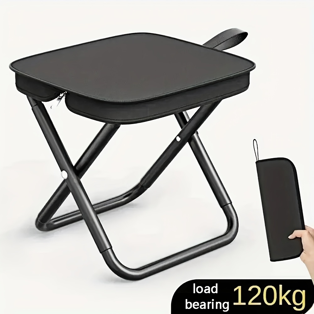 

1pc Portable Folding Chair For Teens, Iron Alloy Frame, Foldable Outdoor Picnic Camping Stool, Lightweight Travel Seat, Fishing Accessory With Carry Bag