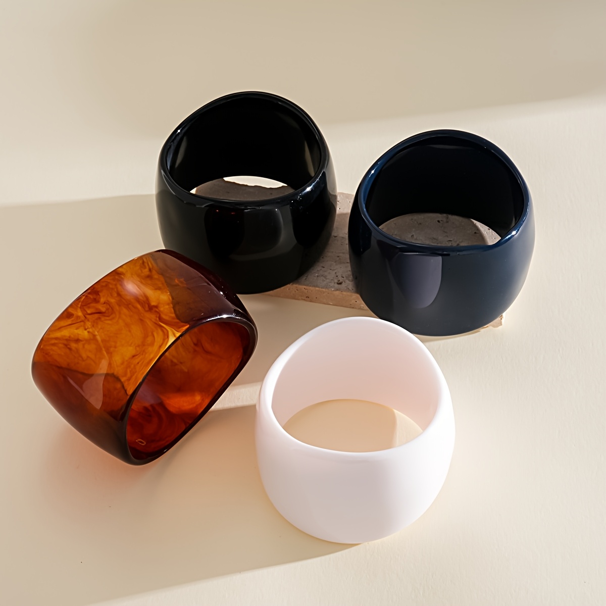 4pcs Bohemian Geometric Resin Bangle Set for Women