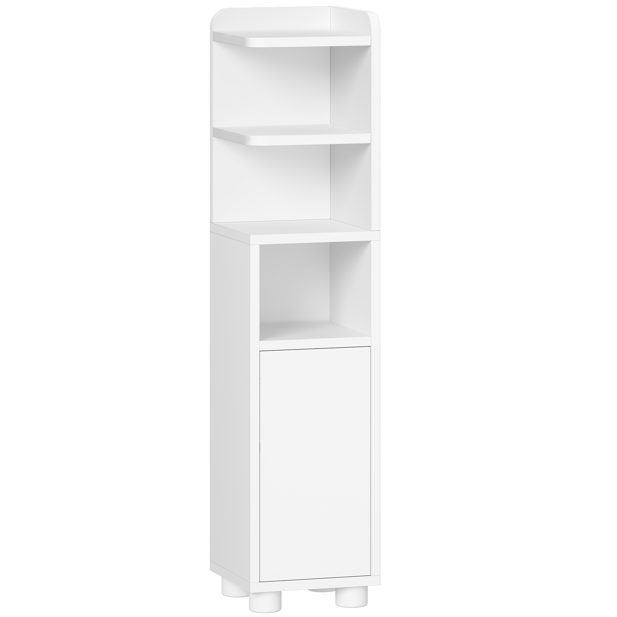 Bathroom Vanity, Narrow Vanity, Open/closed Design, Adjustable Shelves, 20 X 20 X 90.5cm, White