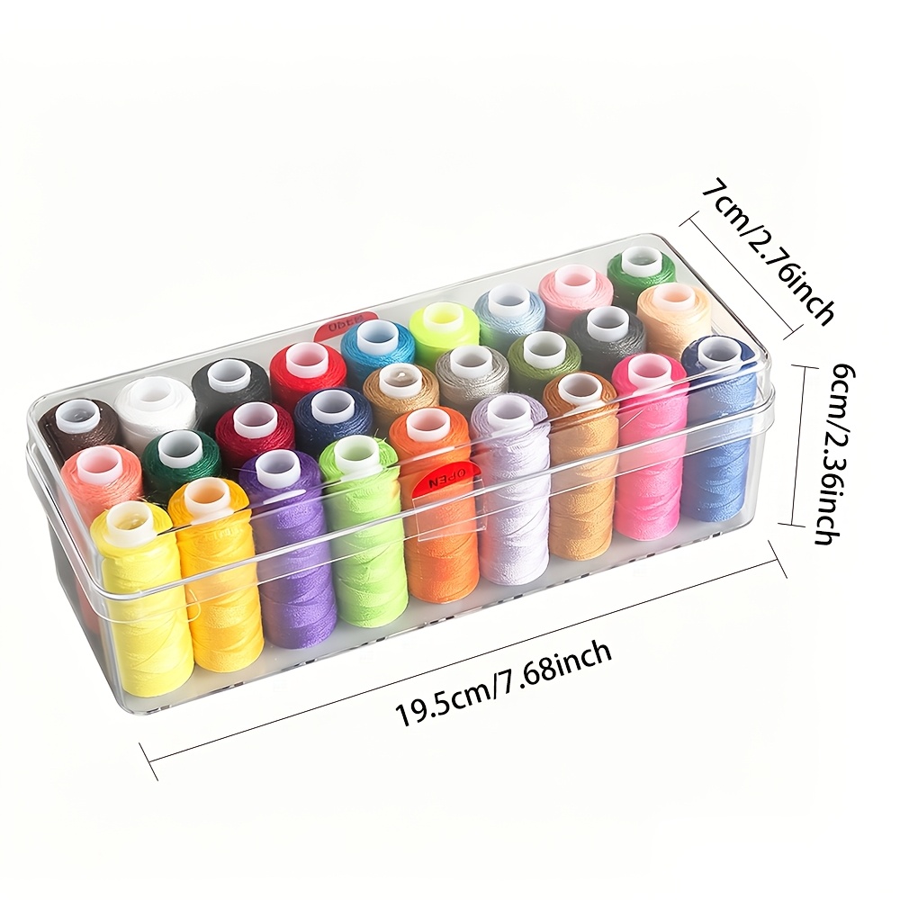 TEMU 27 Colors Sewing Thread Set With Clear Storage Box, Portable Hand Sewing Kit, Durable Polyester Threads For Craft Embroidery Quilting Repair,