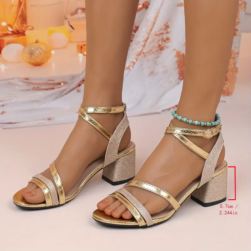 Sandalias Mujer Cipriata L672FS-7 Con Diamantes | Color Dorado, Talla 7, Puntera Cómoda Y Suave, Ideal Para Verano, Diseño Glamuroso