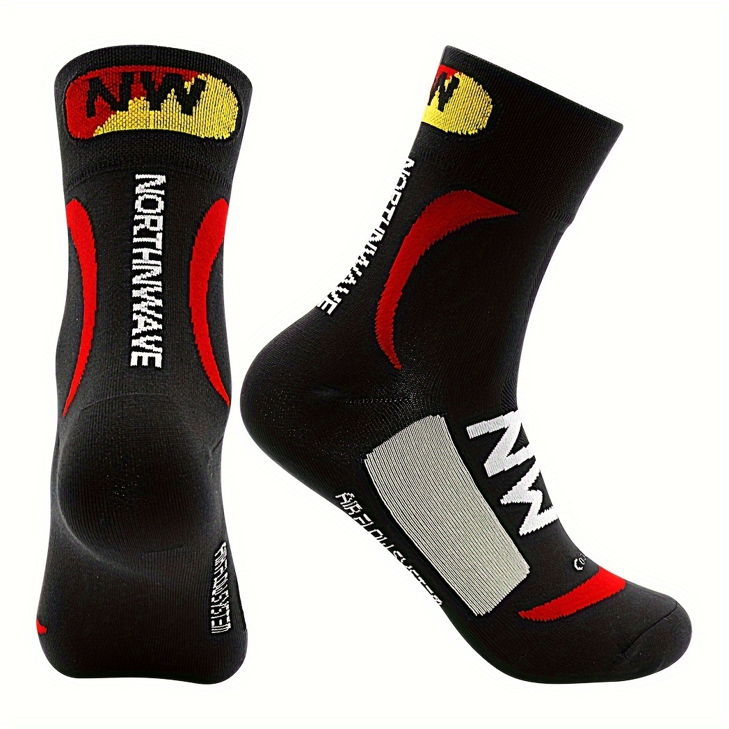 Image of 1 Pair 's And Women's Outdoor Sports Cycling Socks, Mid-calf Wear-resistant Breathable Riding