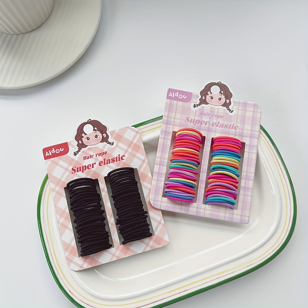60pcs/Card Easy Basic Small Hair Tie Elastic No Damage