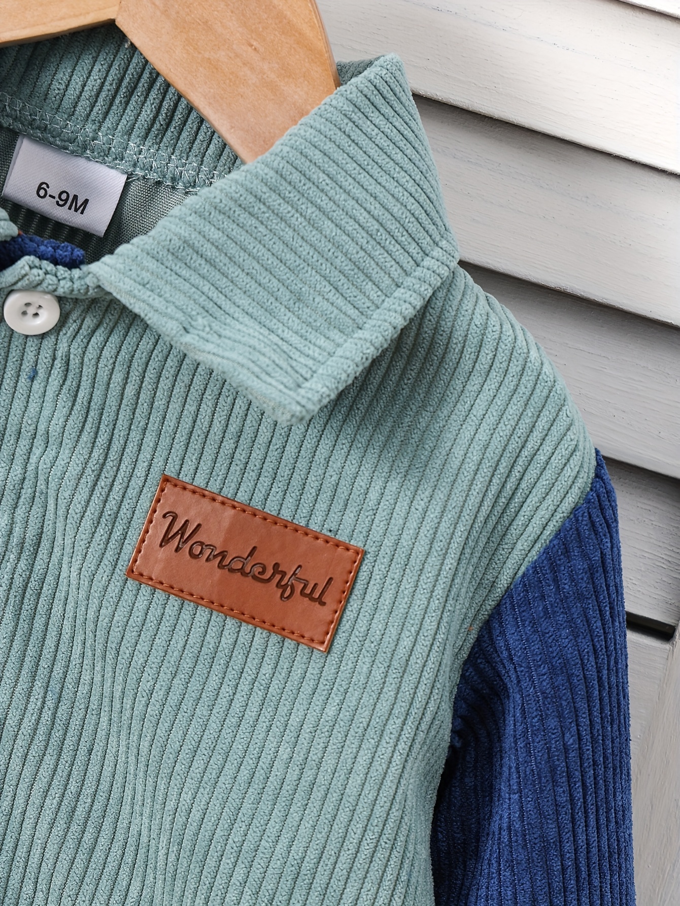 boys autumn     turn collar button long sleeve top peach color elastic waist pants outfit casual two piece set for outdoor Product details 6