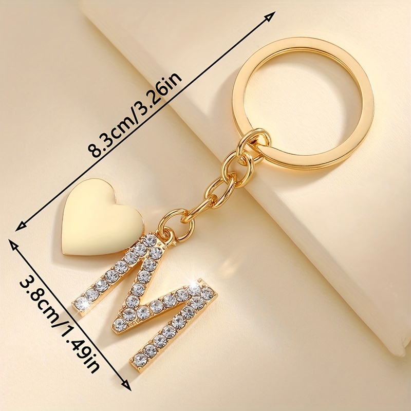 1pc fashionable alloy heart shaped alphabet keychain elegant ladies key ring luxury gift for valentines day decorative ring   single individual piece details 20
