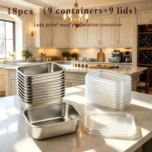 Metal Kitchen Stackable Storage Bins stainless food storage containers sold on Temu United States