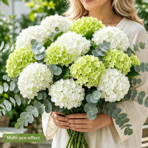 imagem do item conjunto de 9 peças (4 e 5 ) e artificiais brancas e , flores , realistas e folhas verdes. adequado para decoração de casa, decoração de casamento, decoração de festa