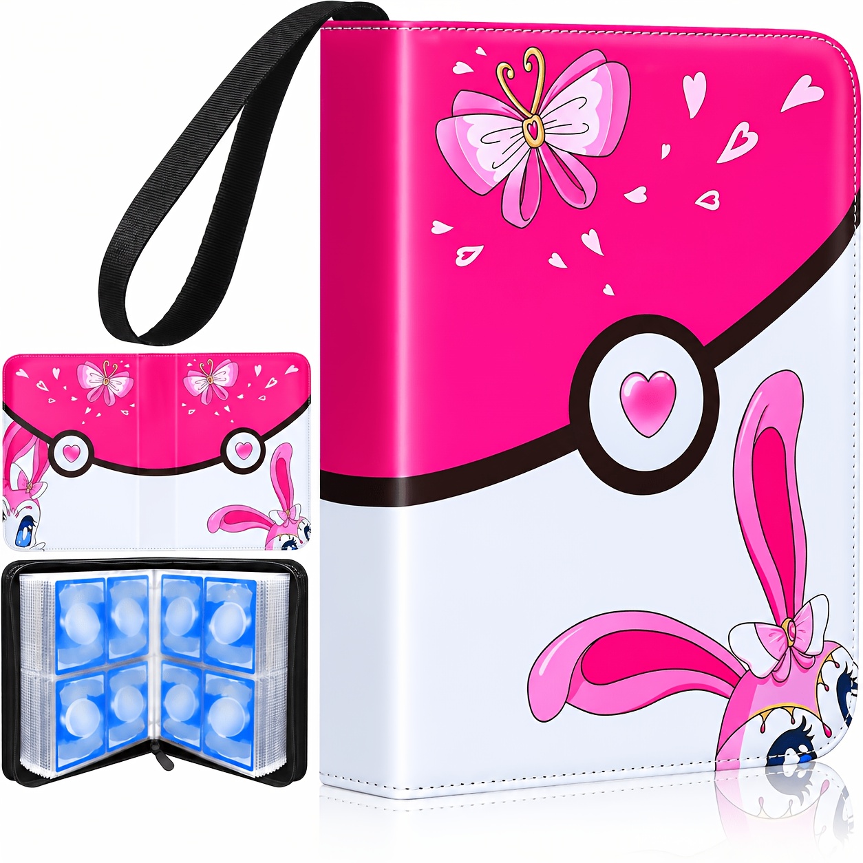 TEMU Classeur pour cartes à collectionner à 4 emplacements, pour 400 cartes, avec 50 inserts amovibles, couverture en PU résistante à , fermeture à