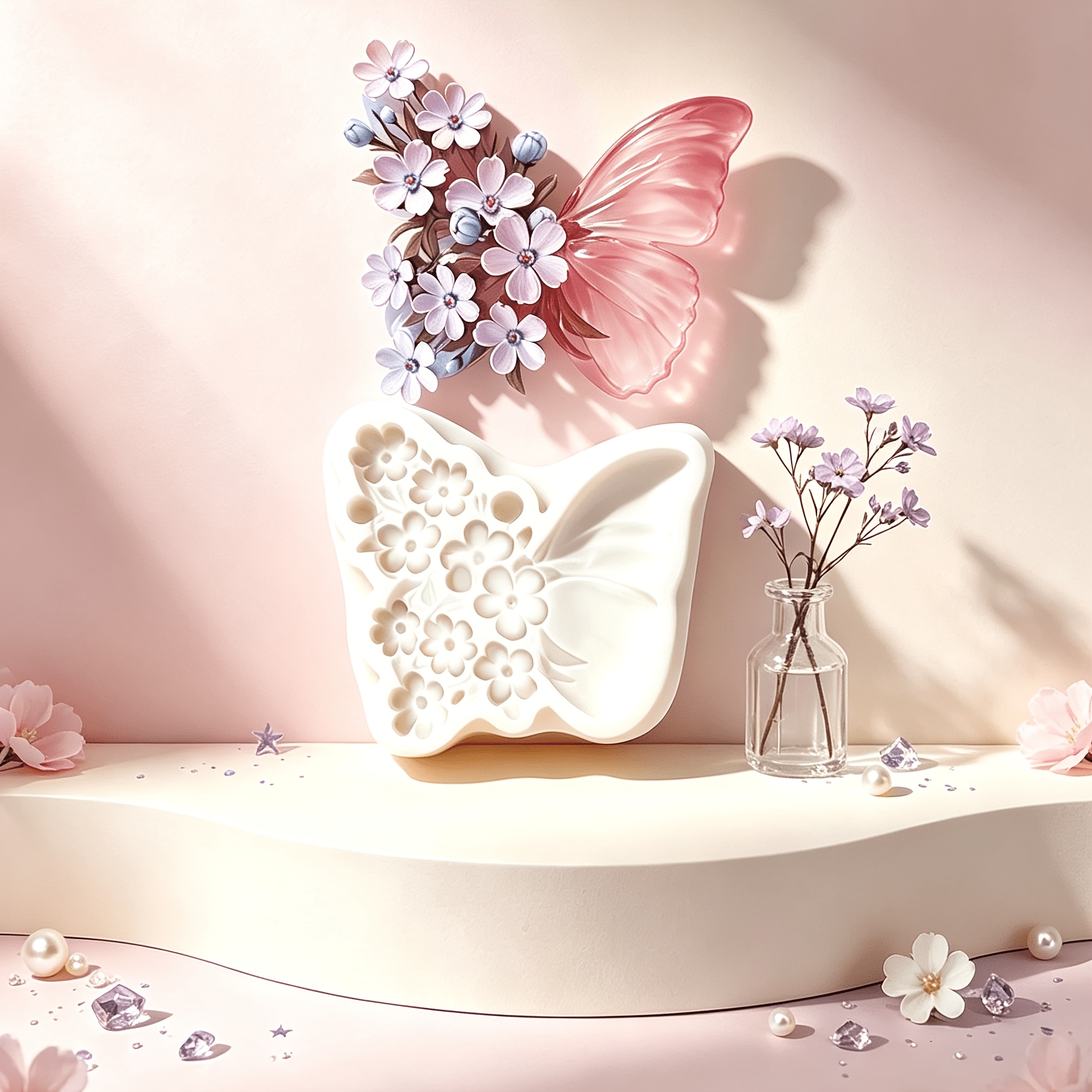 TEMU 1pc Floral Shape Silicone Mold, Suitable For Resin, Clay, Candle, Stone Making, Wedding, Birthday, Christmas Gifts And Decorations, Home Decor