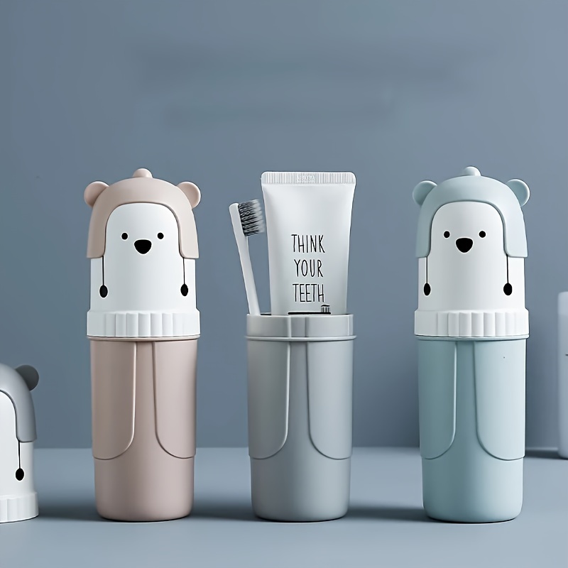 

Cute Bear Travel Toothbrush Holder, Portable Toothpaste Storage Case, Bathroom Accessories, Dust-proof And Leak-proof, Ideal For Business And Holiday Trips Travel Must Have