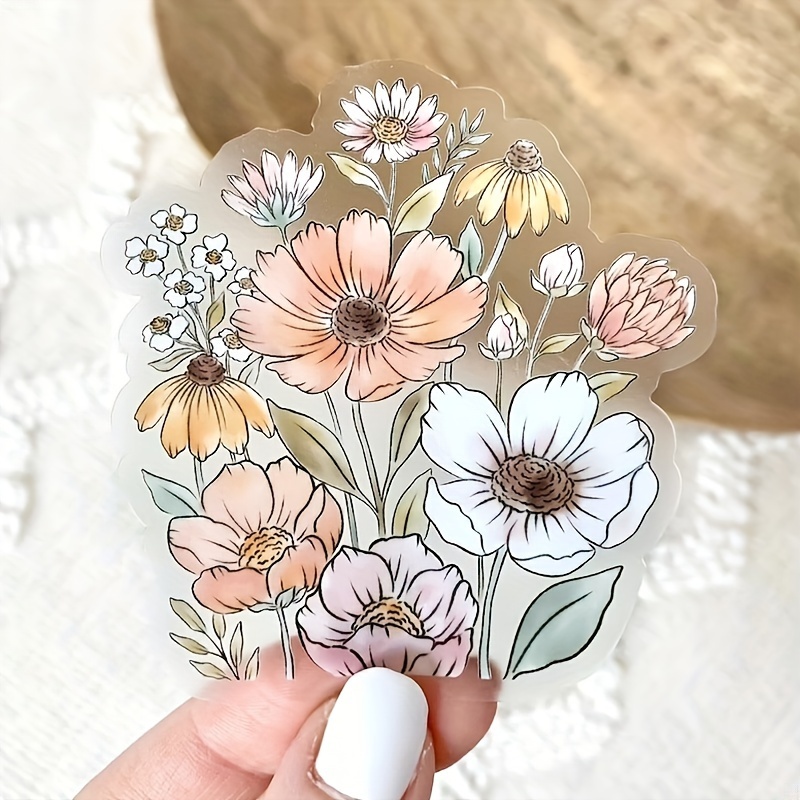 

Transparent Bouquet Stickers, Vinyl Stickers, Cup Stickers, Car Stickers, Flower Decoration Stickers