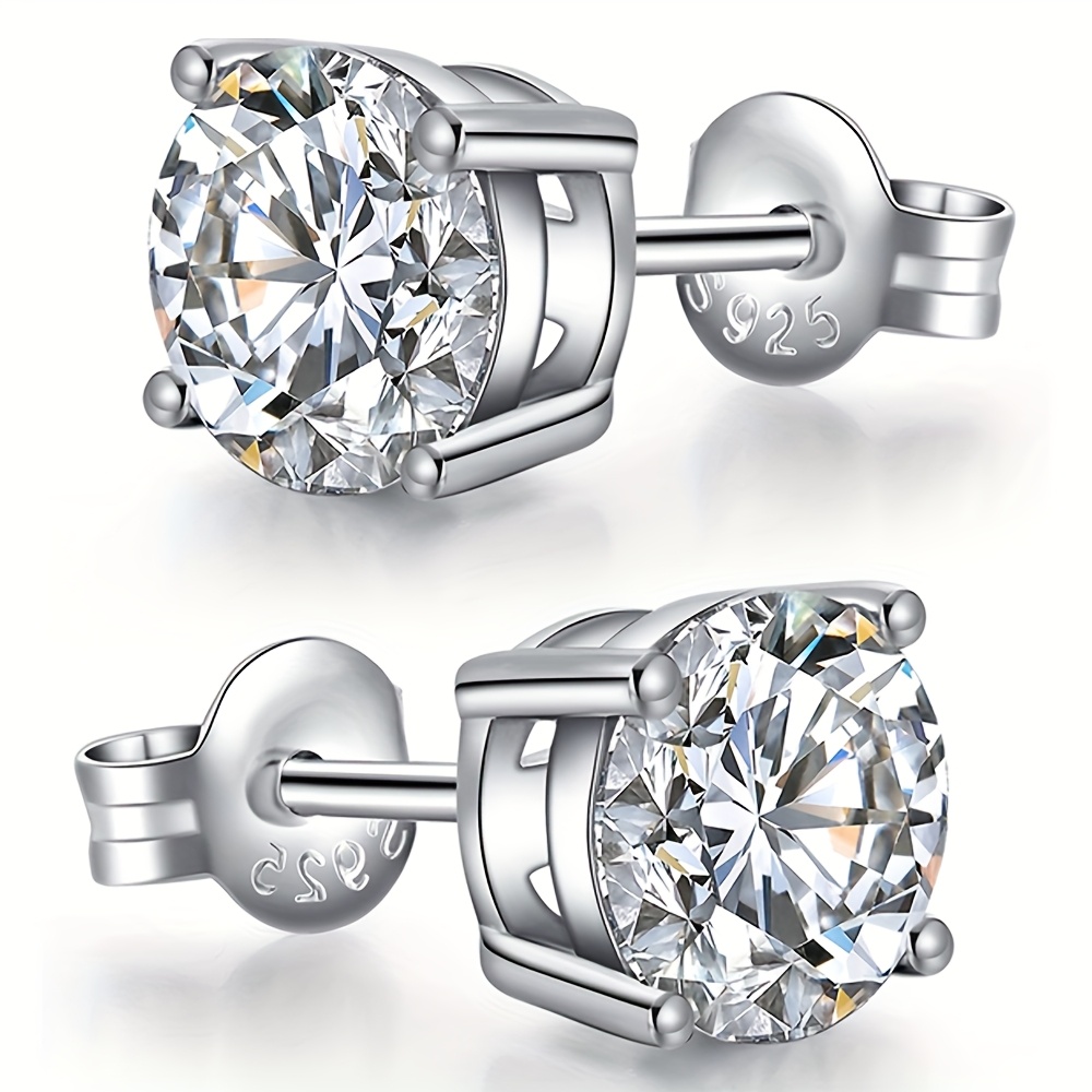     1 4 carat moissanite four prong earrings 925 sterling silver   vvs1 round cut earrings fine jewelry gifts for men and women couple gifts mothers day gifts Product details 2