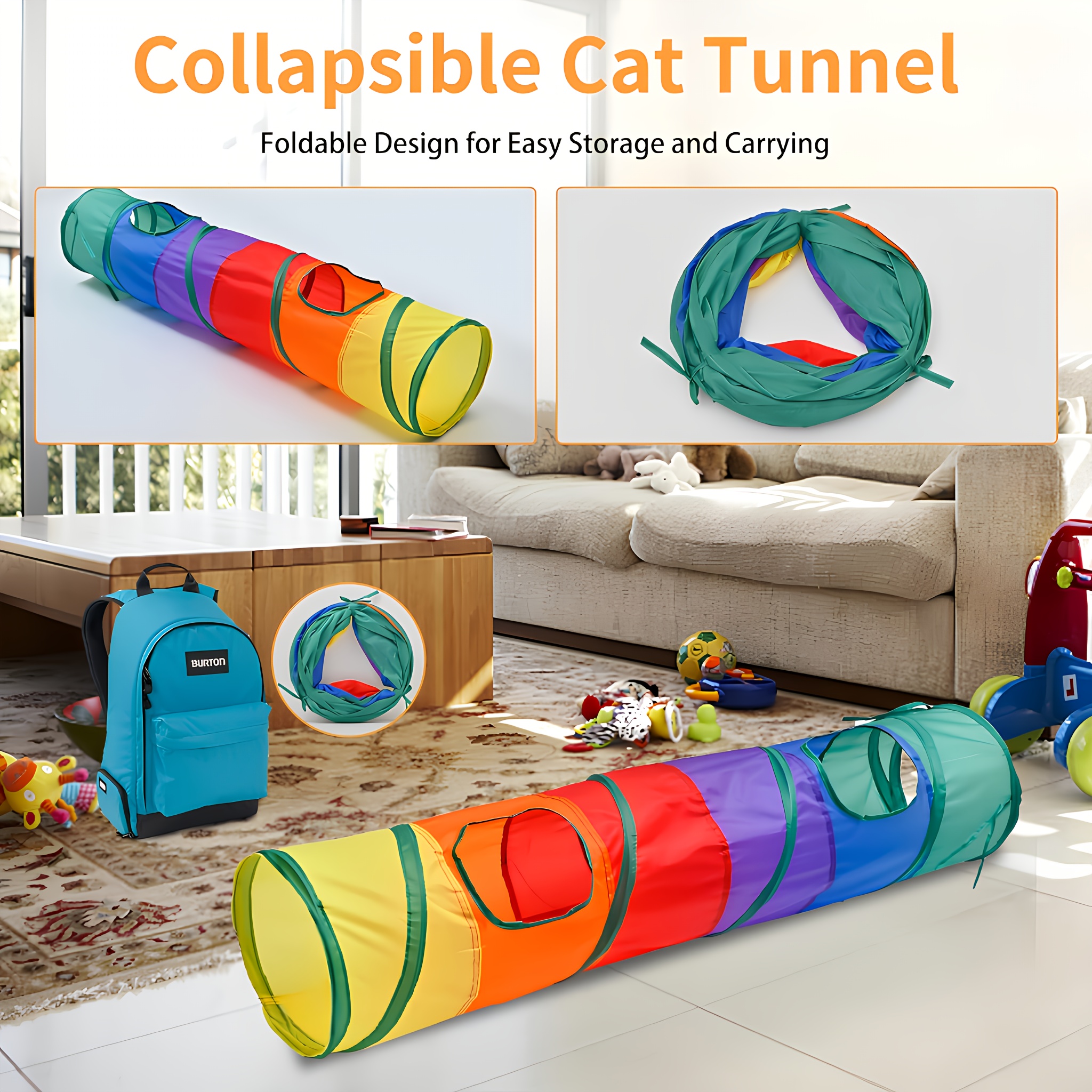 interactive cat play with multiple compartments hanging toys durable polyester hide and seek toy for indoor cats stimulates natural hunting cat playtime   sturdy construction Product details 5