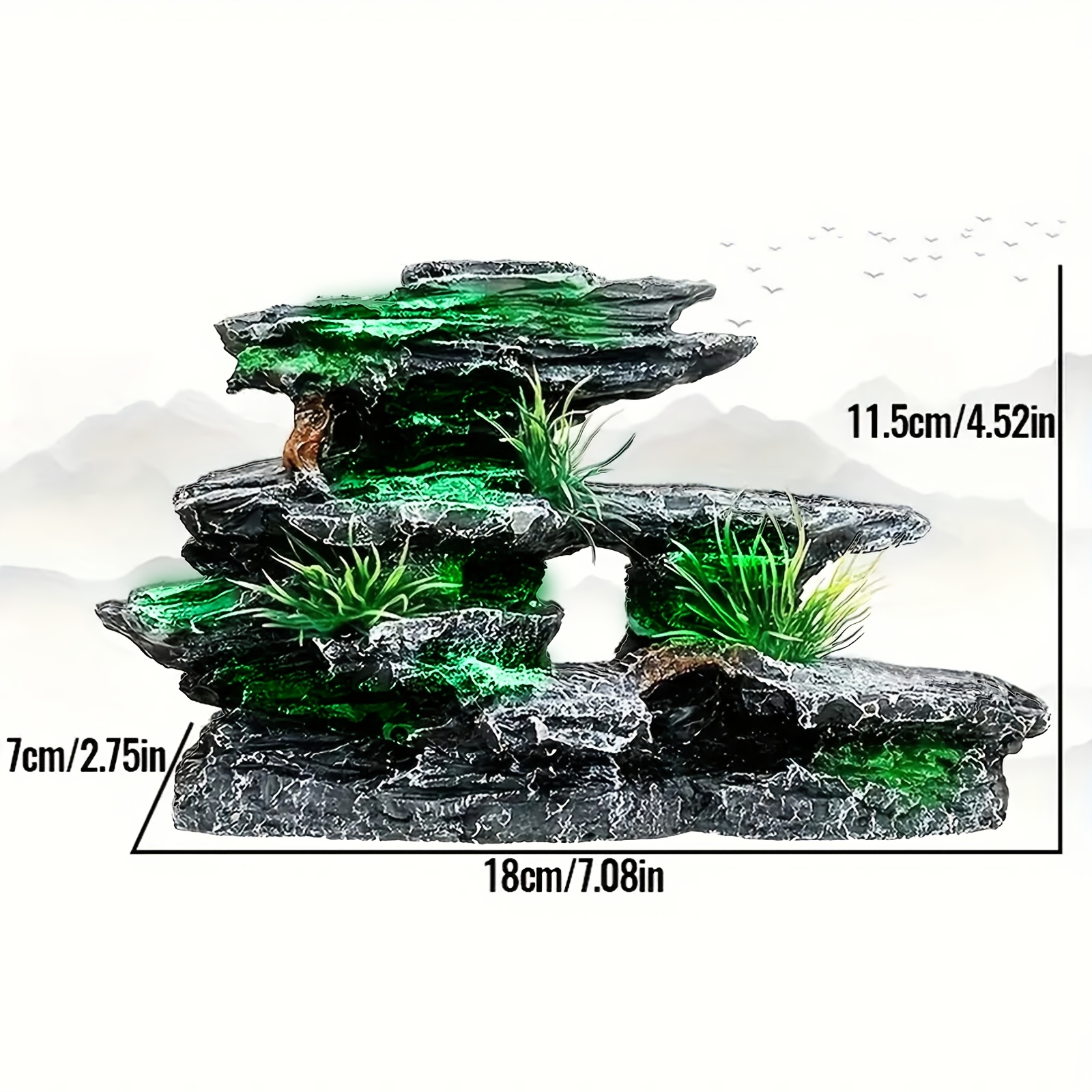 TEMU Aquatic Resin With Moss Tree Cave - Fish Decorative Landscape Accessory, Terrarium, Aquarium