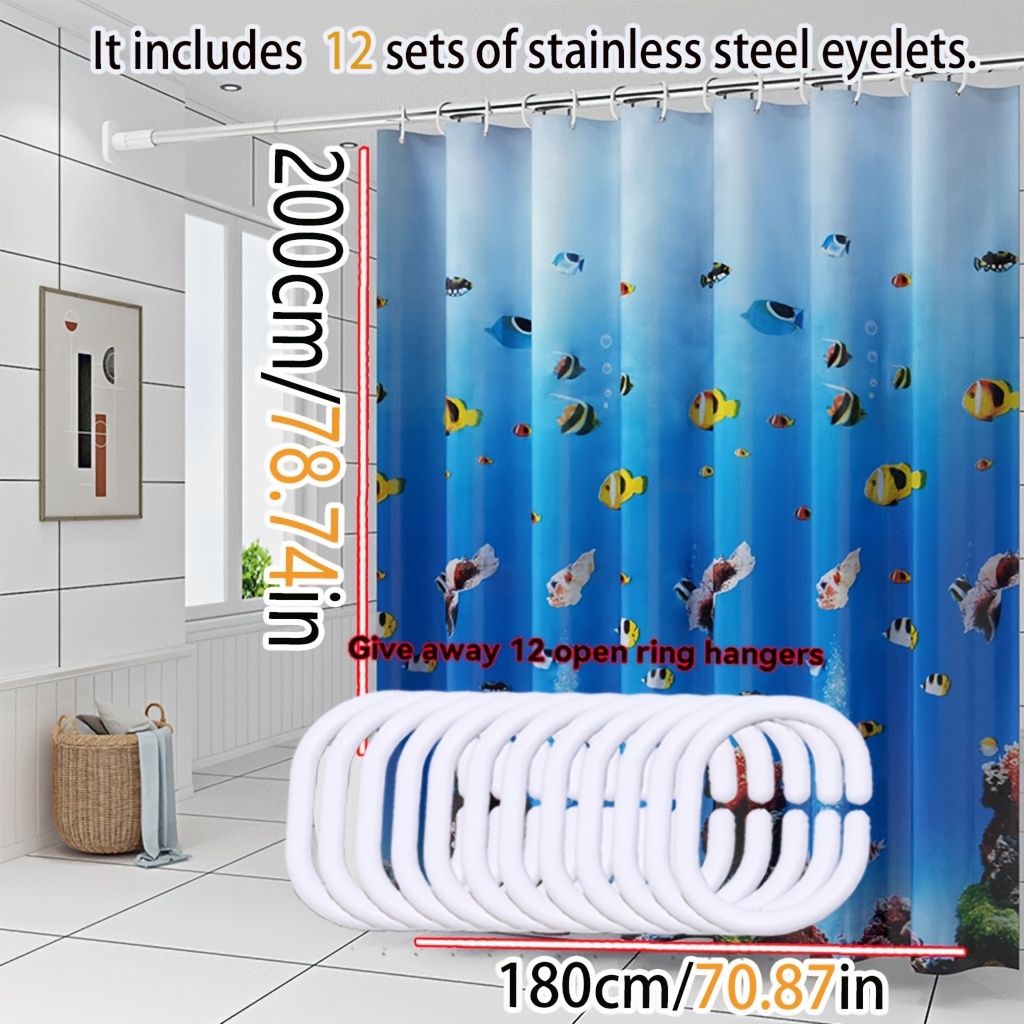 Image of [ Shower Curtain] Gradient Bottom Shower Curtain Abstract Print Bathroom Partition Curtain Toilet Dry And Wet Curtain Suitable For Bathtub And Shower
