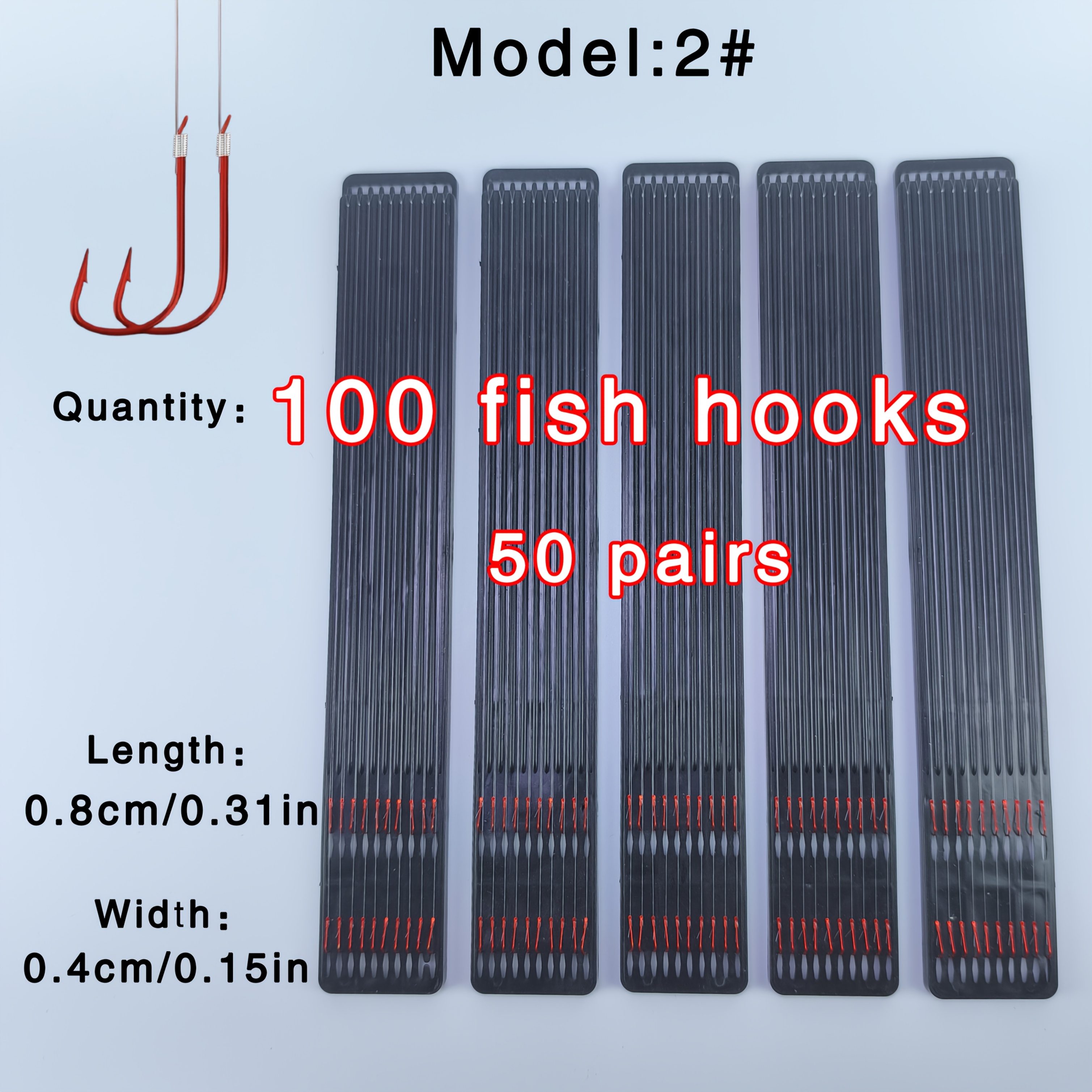 100 fish hooks 50 pairs double hooks barbs pre tied fishing - Temu New  Zealand