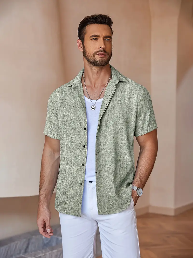 mens linen shirts short sleeve casual shirts button shirt - Temu mens linen shirts short sleeve casual shirts button shirt - Temu