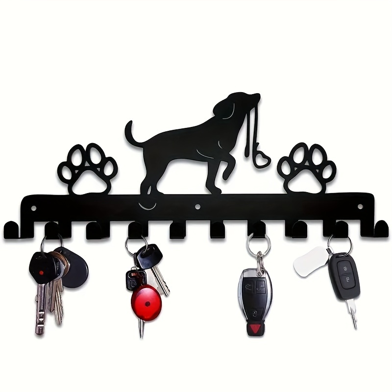 

Cute Dog Metal Wall Hanging Storage Rack: Durable Coat Holder For Keys, Hats, And Home Decor - Aesthetic Room Organizer For Entryway, Bedroom, Bathroom, Office, And Wall Decor