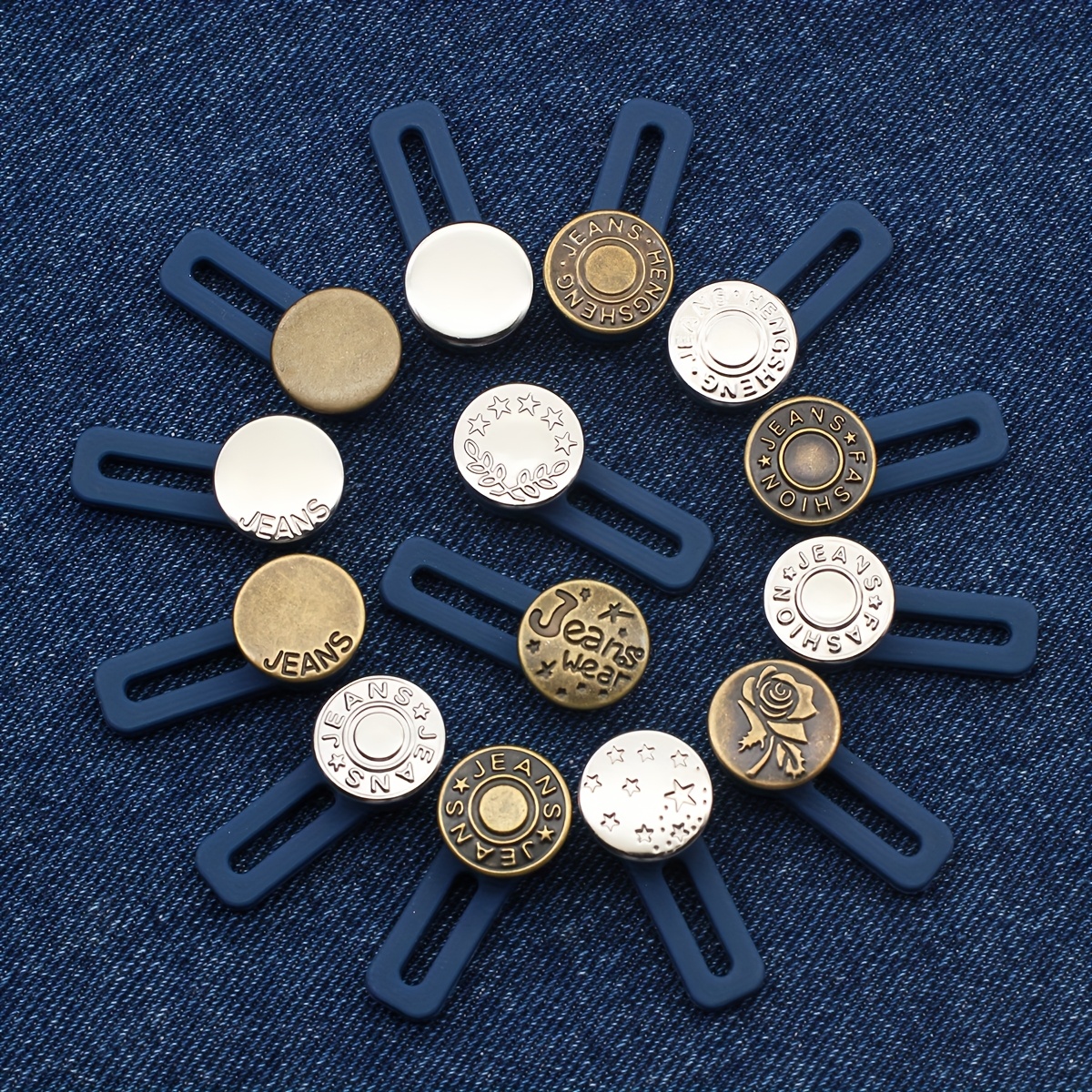 TEMU Lot de 5 rallonges de ceinture de style aléatoire, ajusteur de taille de jean, bouton d'extension de taille outil, rallonge de ceinture