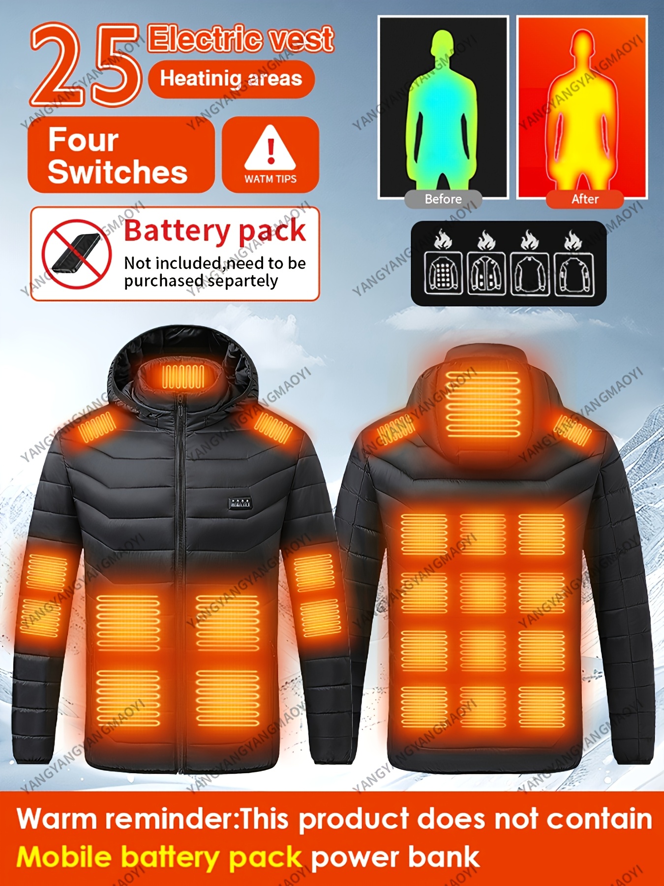 Men's Heated Jacket with USB Electric Coat