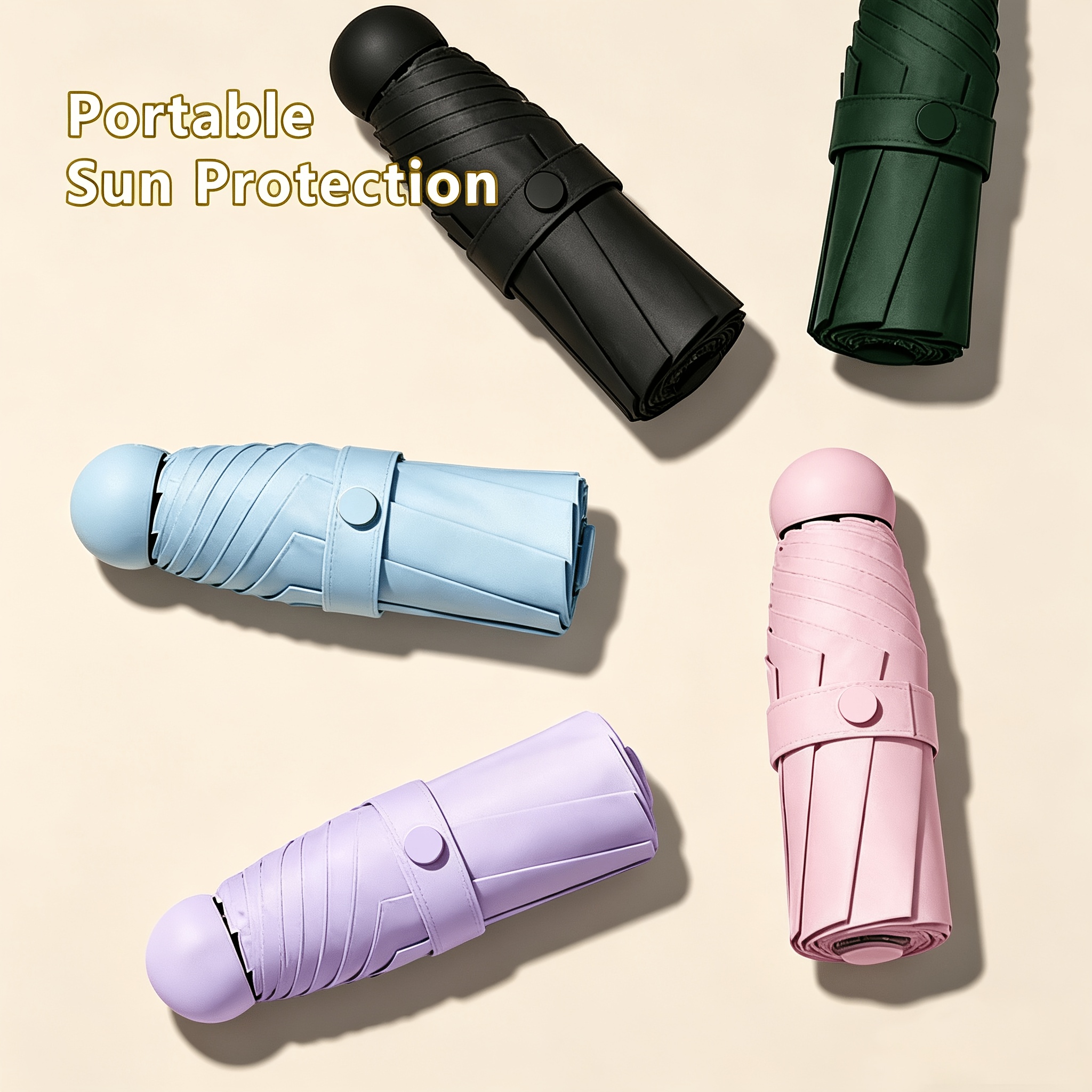 kompakter damen-regenschirm, tragbarer mini-sonnenschirm, leichter reise-regenschirm, für damen,  , büro, urlaub - pastellfarben - ideales geschenk für sie, outdoor-zubehör, stilvolles accessoire, robuste konstruktion