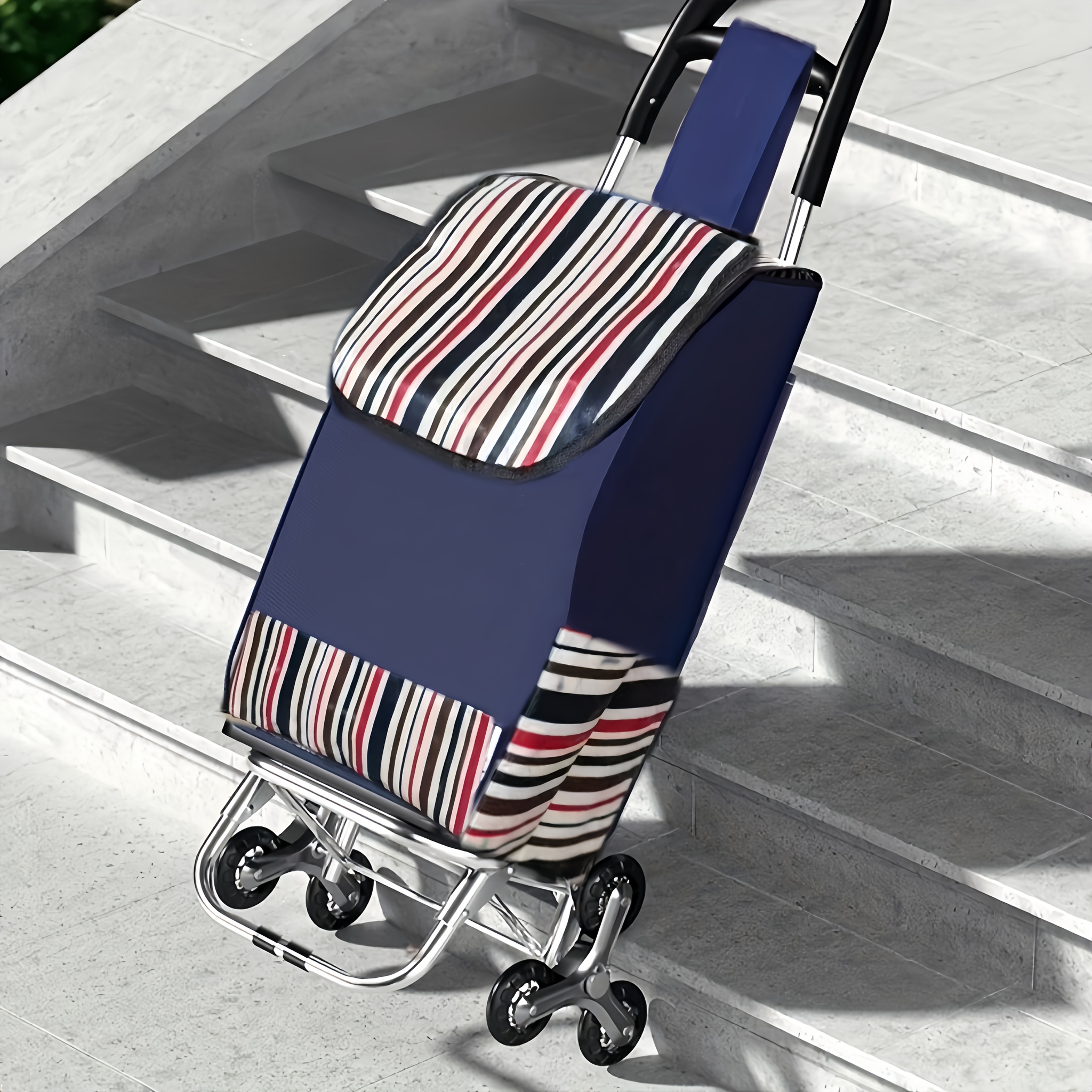 1-Pack Heavy-Duty Foldable Shopping Cart with Detachable Bags, Heavy-Duty Oxford Fabric Shopping Trolley with All-Terrain Wheels, Space-Saving Foldable Grocery Cart for Grocery, Travel, Moving, Warehouse - Convertible Hand Truck & Carryall Bag