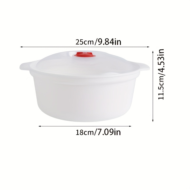 [1pc Multi-functional Steamer] Microwave-safe Round Food Heating Container - Durable Plastic Rice And Mantou (mantou), Suitable For Home Kitchen Use, Without Steaming Grid