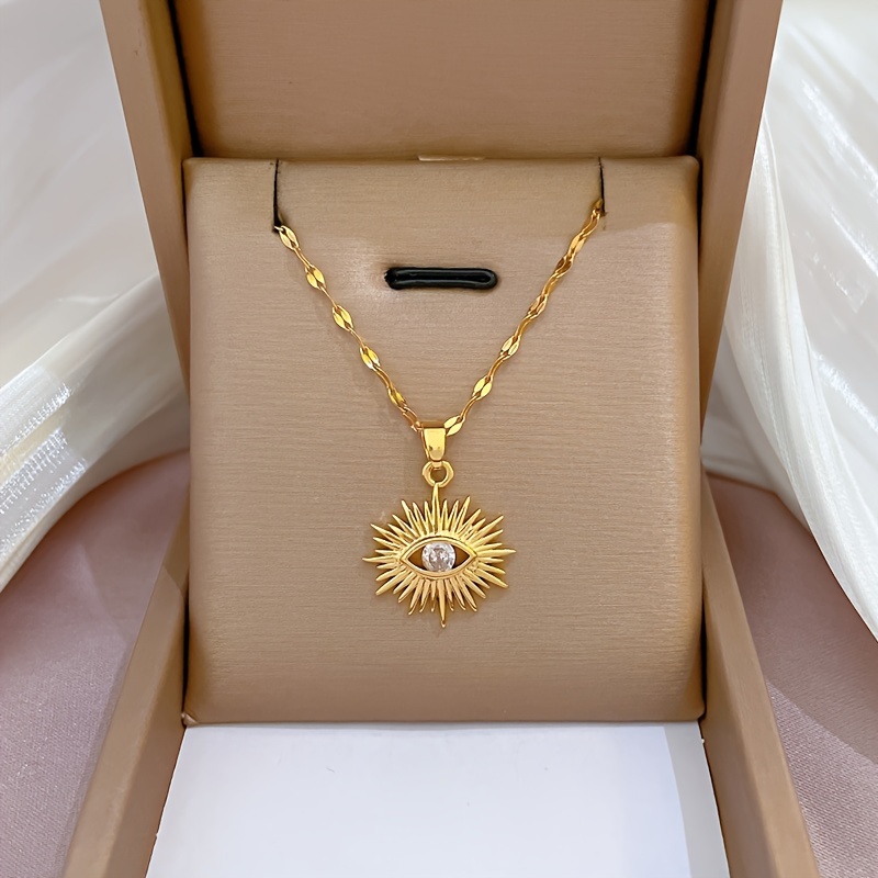 

Exquisite Stylish Elegant Simple Luxurious Style Shiny Vermiculite Decorative Devil Eye Pendant Necklace Daily Versatile Gifts For Girls And Ladies